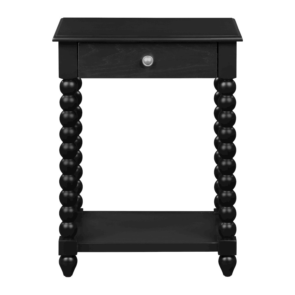 Elise Side Table With Drawer in Black Finish