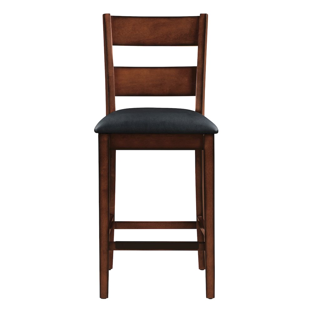 5-PC Counter Height Dining Set With Blue Vinyl Fabric and Walnut Wood Finish