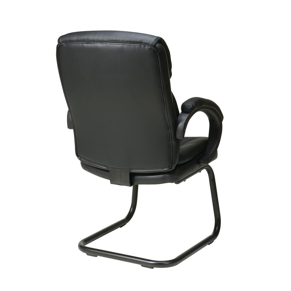 Bonded Leather Visitors Chair with Padded Arms and Sled Base