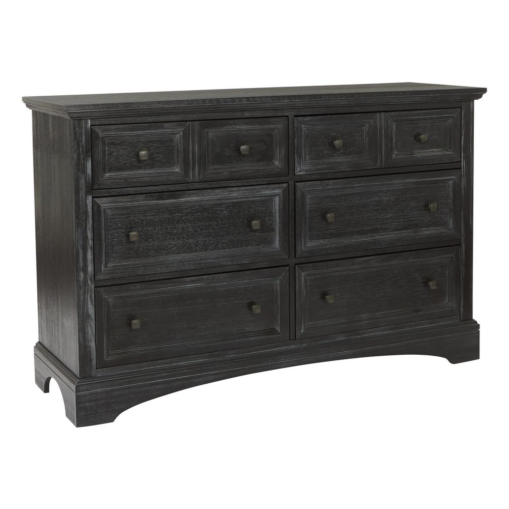 Farmhouse Basics 6 Drawer Dresser 2/CTN in Rustic Black Finish