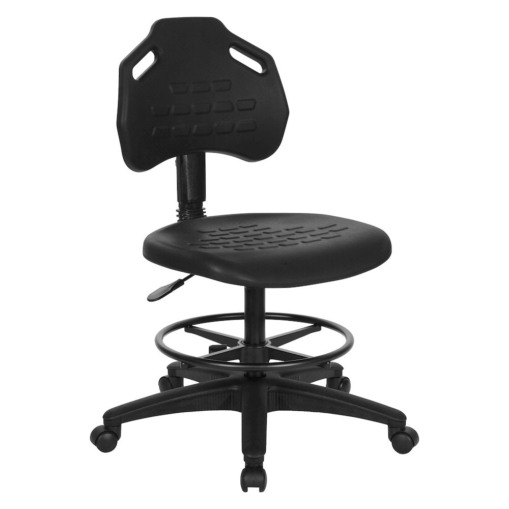 Black Skinned Urethane Intermediate Drafting Chair Adjustable Black Footrest