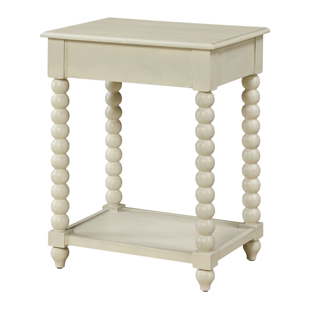 Elise Side Table With Drawer in Whitewash Finish
