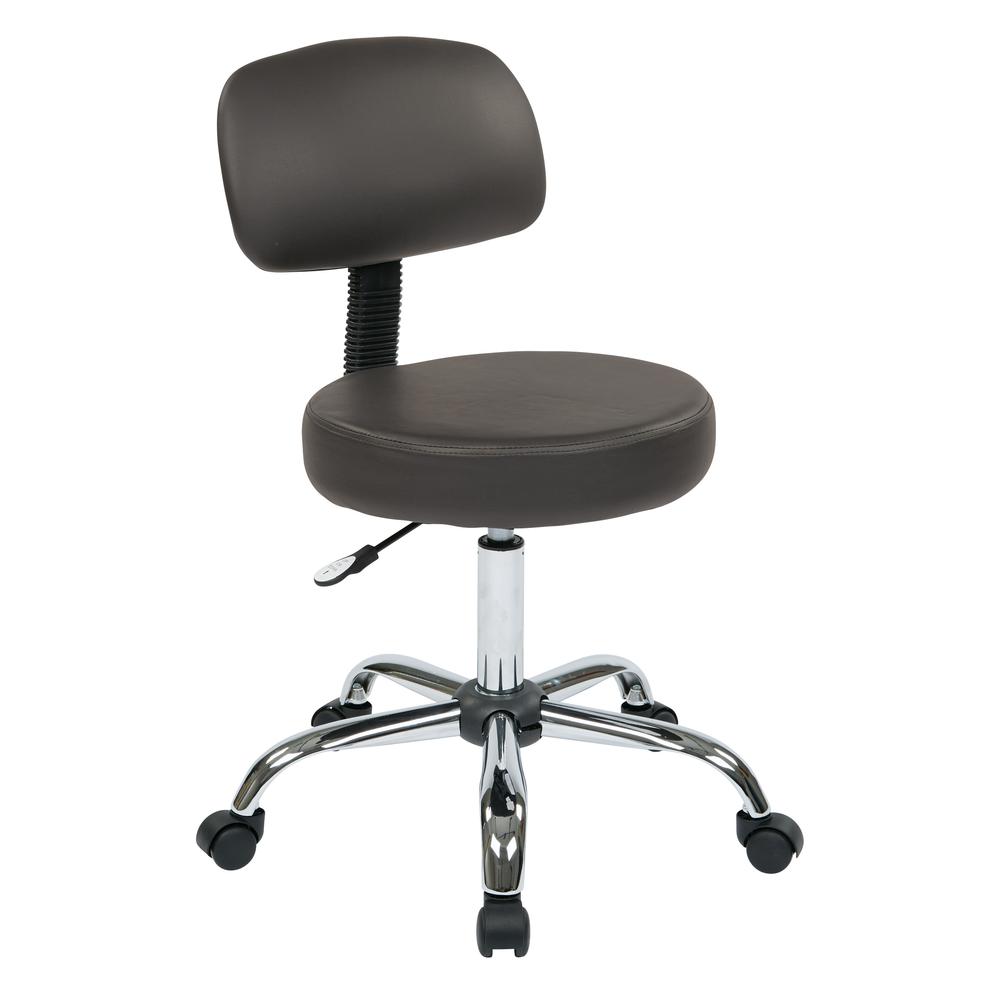 Pneumatic Drafting Chair with Stool and Back. Heavy Duty Chrome Base with Dual Wheel Carpet Casters. Height Adjustment 19.5″ to 24.5″