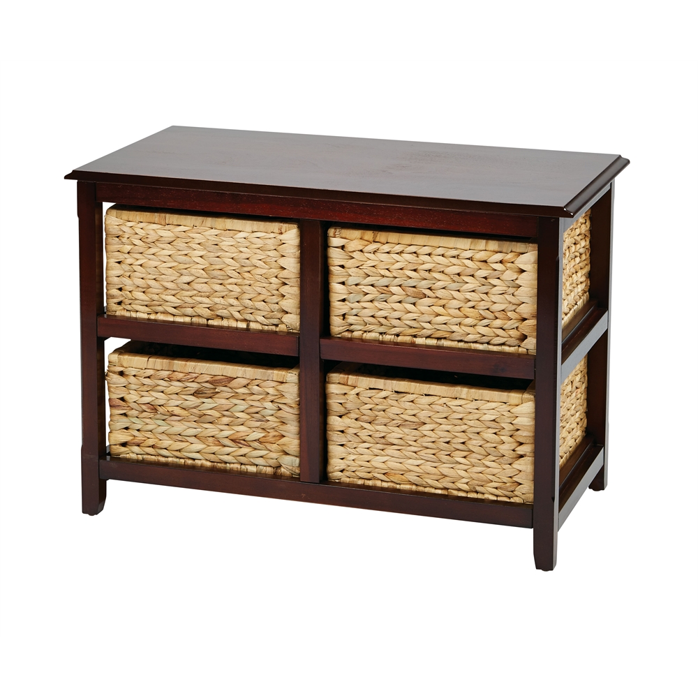 Seabrook Two-Tier Storage Unit With Espresso Finish and Natural Baskets
