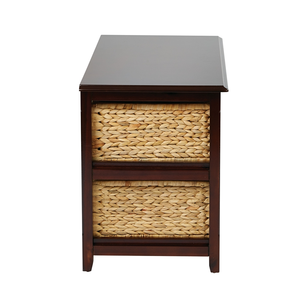 Seabrook Two-Tier Storage Unit With Espresso Finish and Natural Baskets