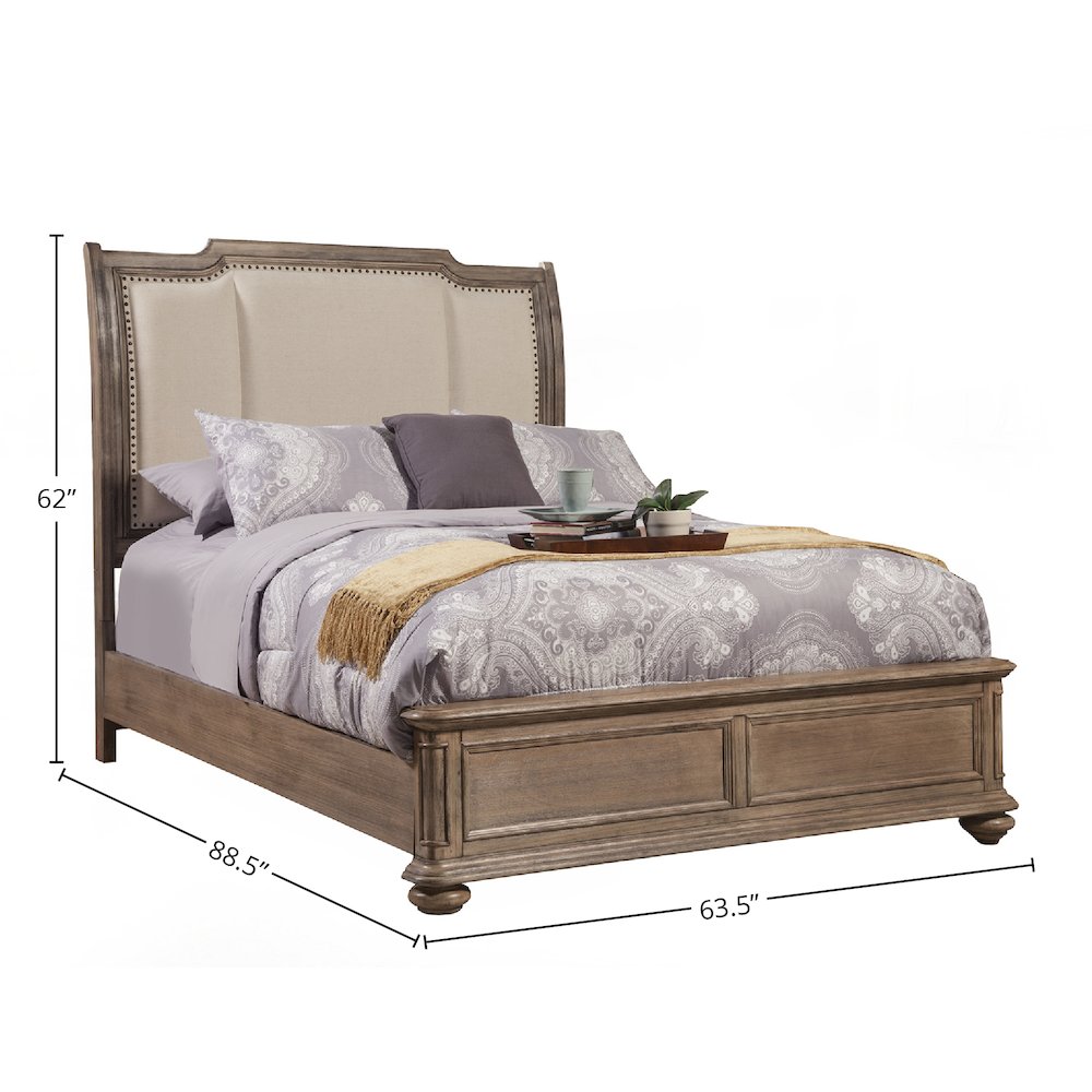 Melbourne Queen Sleigh Bed w/Upholstered Headboard