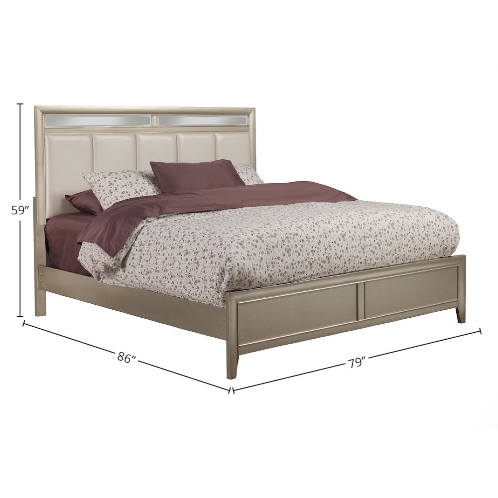 Silver Dreams Standard King Panel Bed w/Upholstered Headboard