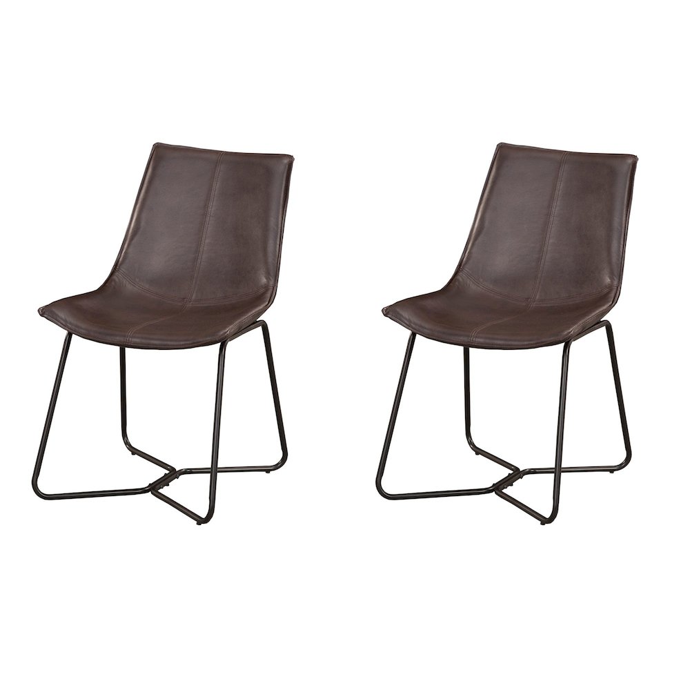 Live Edge Set of 2 Bonded Leather Side Chairs