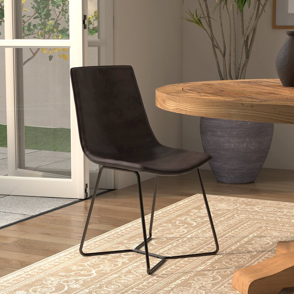 Live Edge Set of 2 Bonded Leather Side Chairs