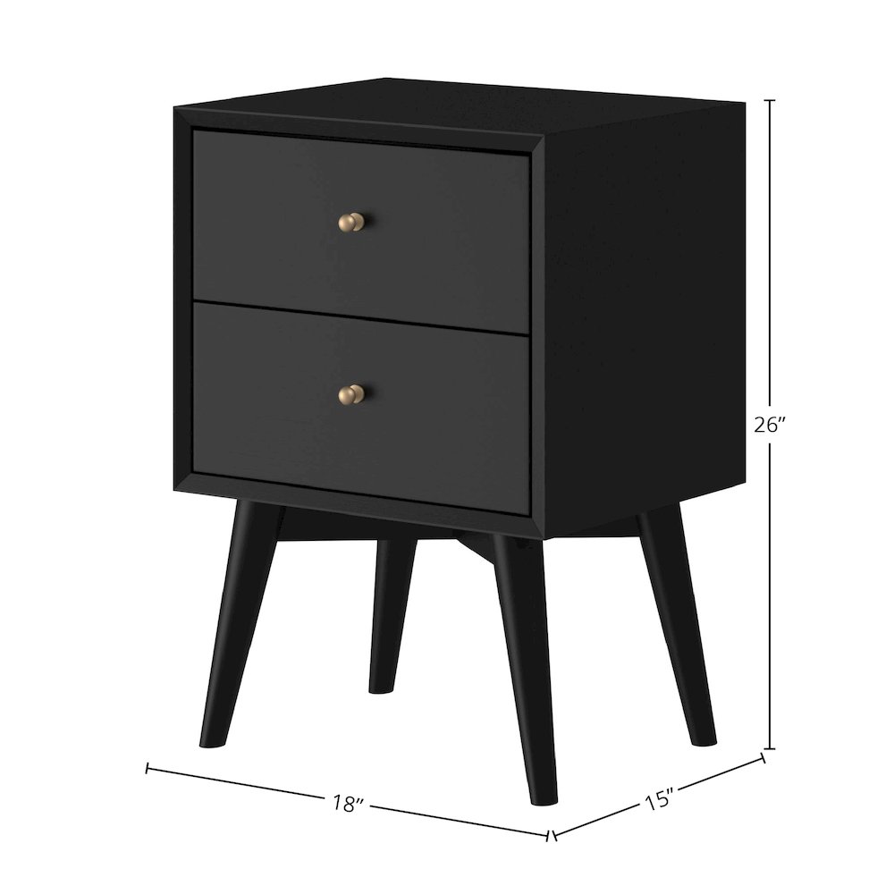 Flynn Mid Century Modern 2 Drawer Nightstand