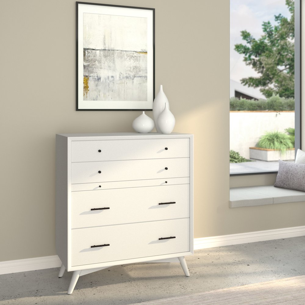 Flynn Mid Century Modern 4 Drawer Multifunction Chest w/Pull Out Tray