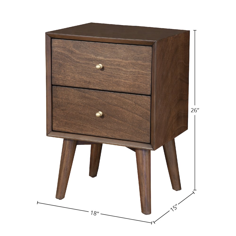 Flynn Mid Century Modern 2 Drawer Nightstand