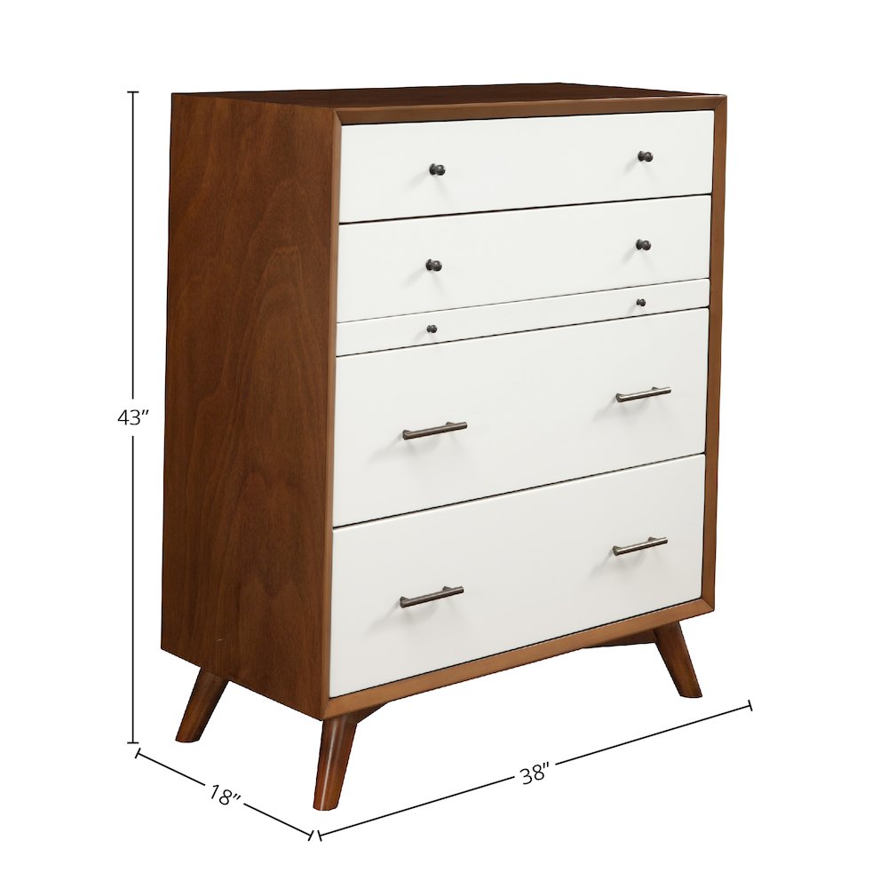 Modern 4 Drawer Two Tone Multifunction Chest w/Pull Out Tray