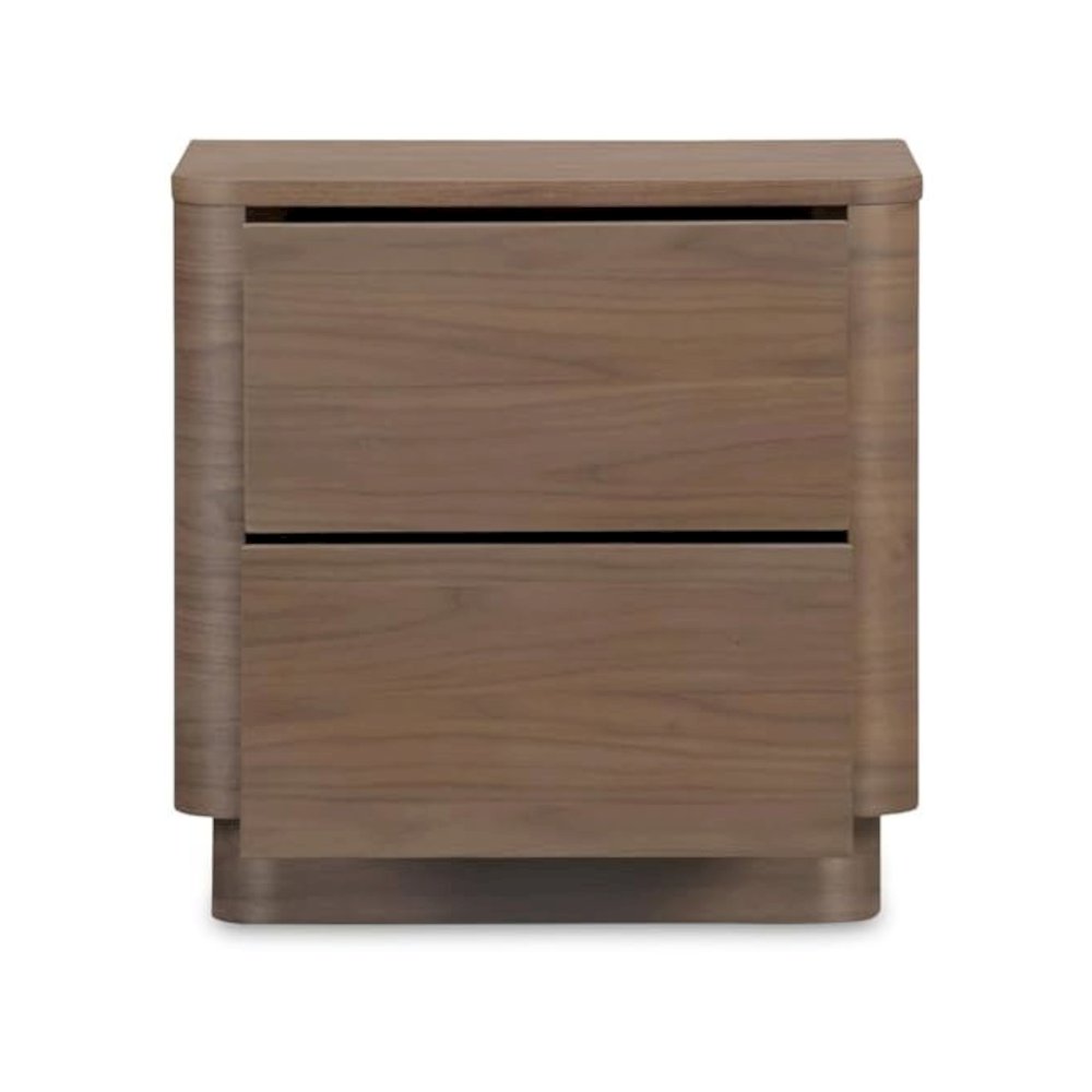 Round Off Tall Nightstand Walnut Brown
