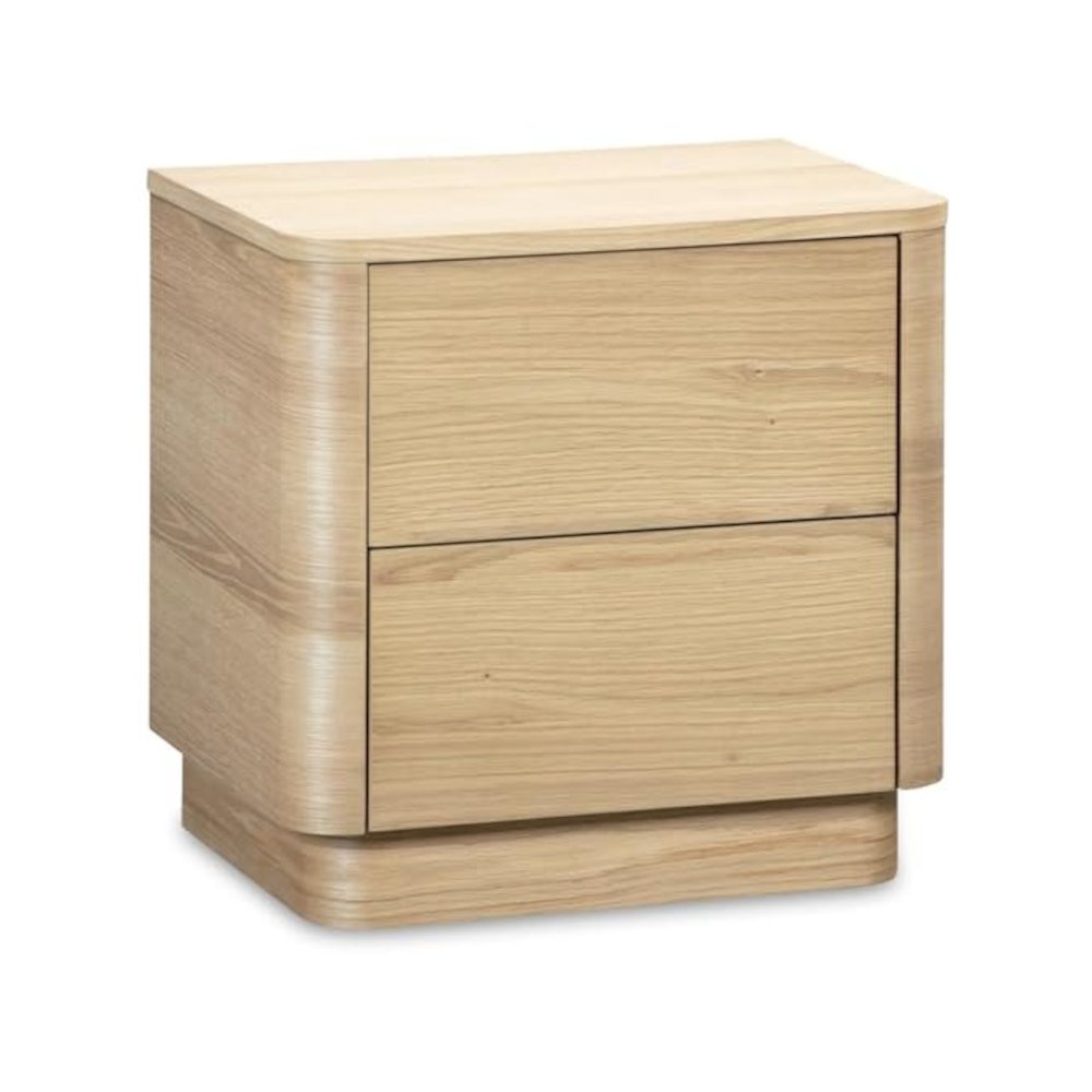 Round Off Tall Nightstand Natural Oak