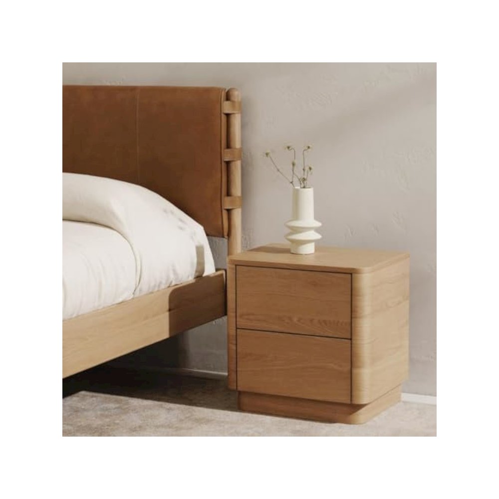 Round Off Tall Nightstand Natural Oak