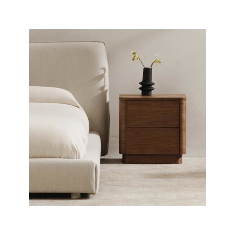 Round Off Tall Nightstand Walnut Brown