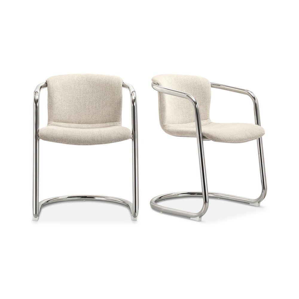Freeman Chrome Frame Dining Chair Blended Cream – Set Of Two