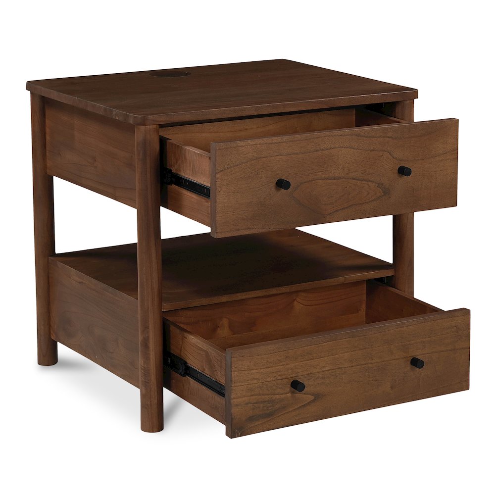 Lottie Charging Nightstand Brown
