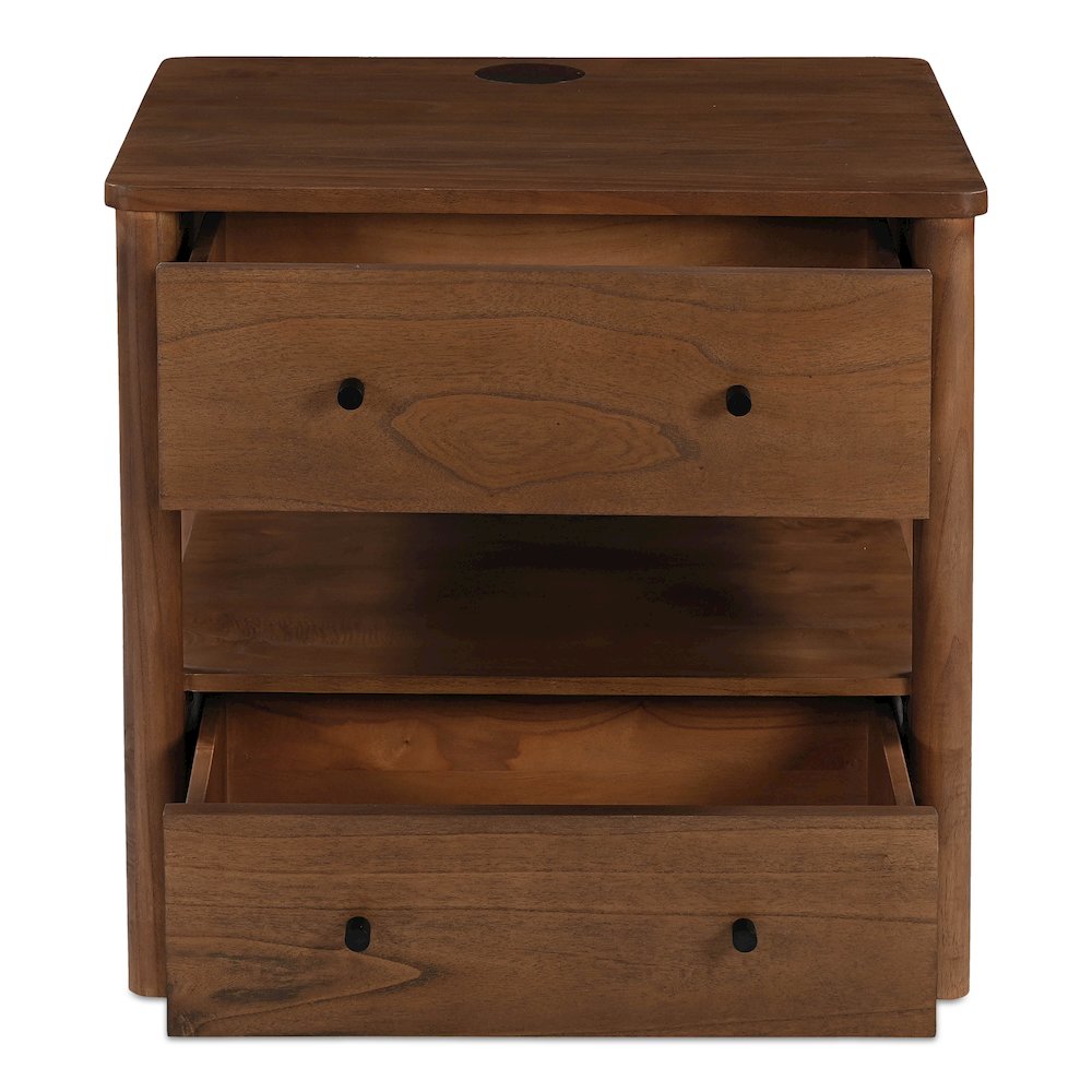 Lottie Charging Nightstand Brown