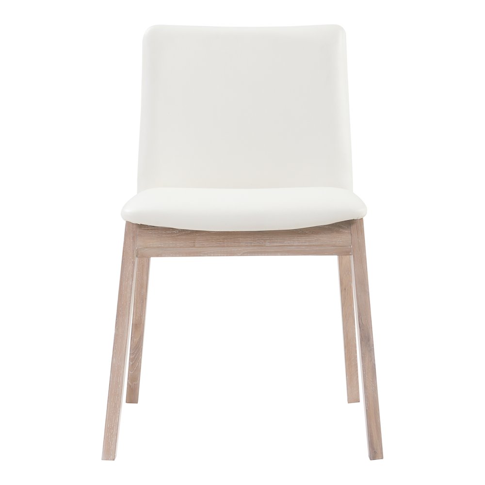 Deco Oak Dining Chair Cream White PVC – Set Of Two