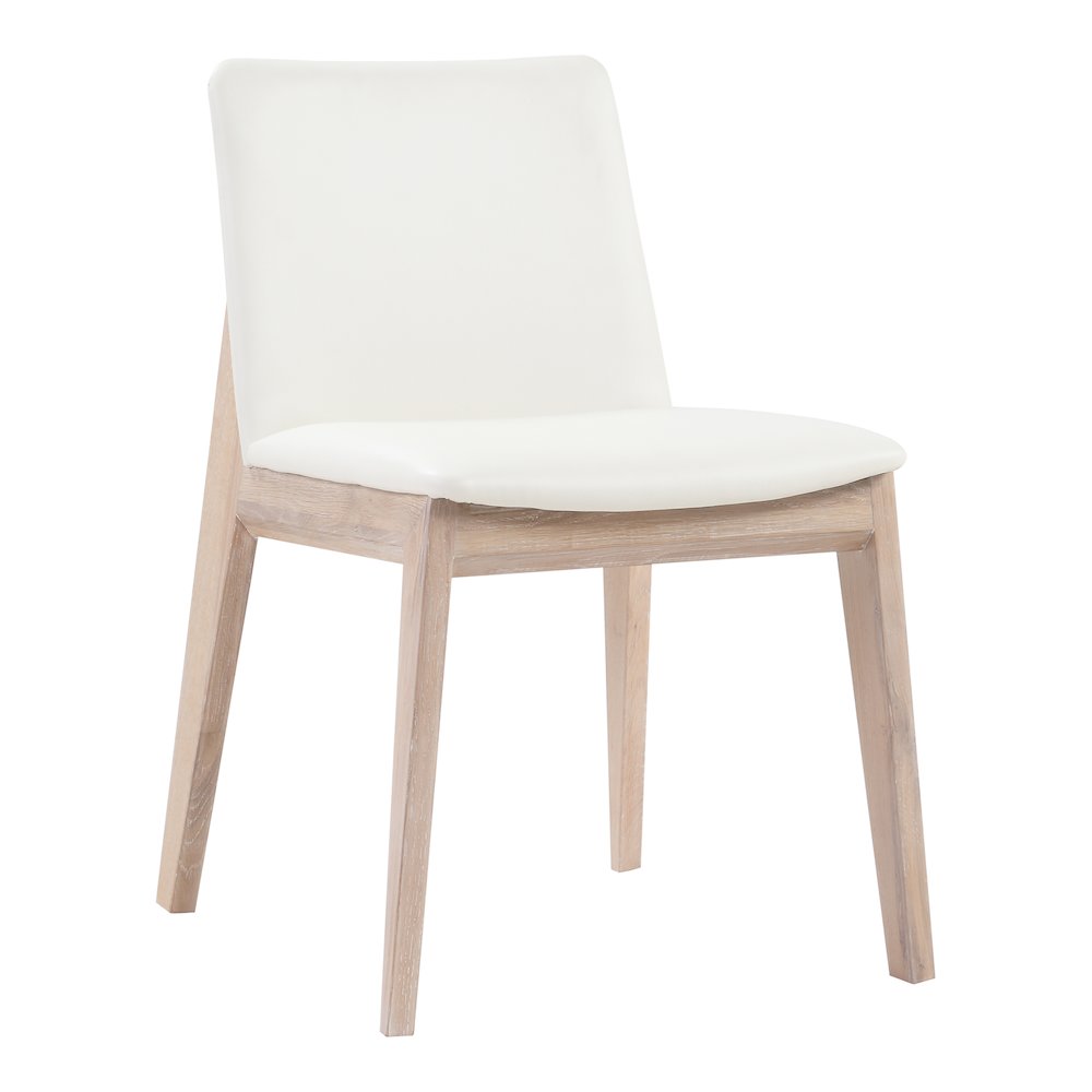 Deco Oak Dining Chair Cream White PVC – Set Of Two