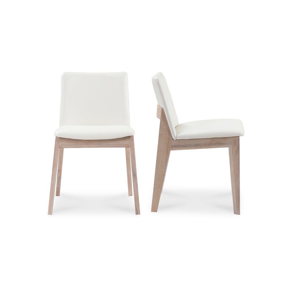 Deco Oak Dining Chair Cream White PVC – Set Of Two