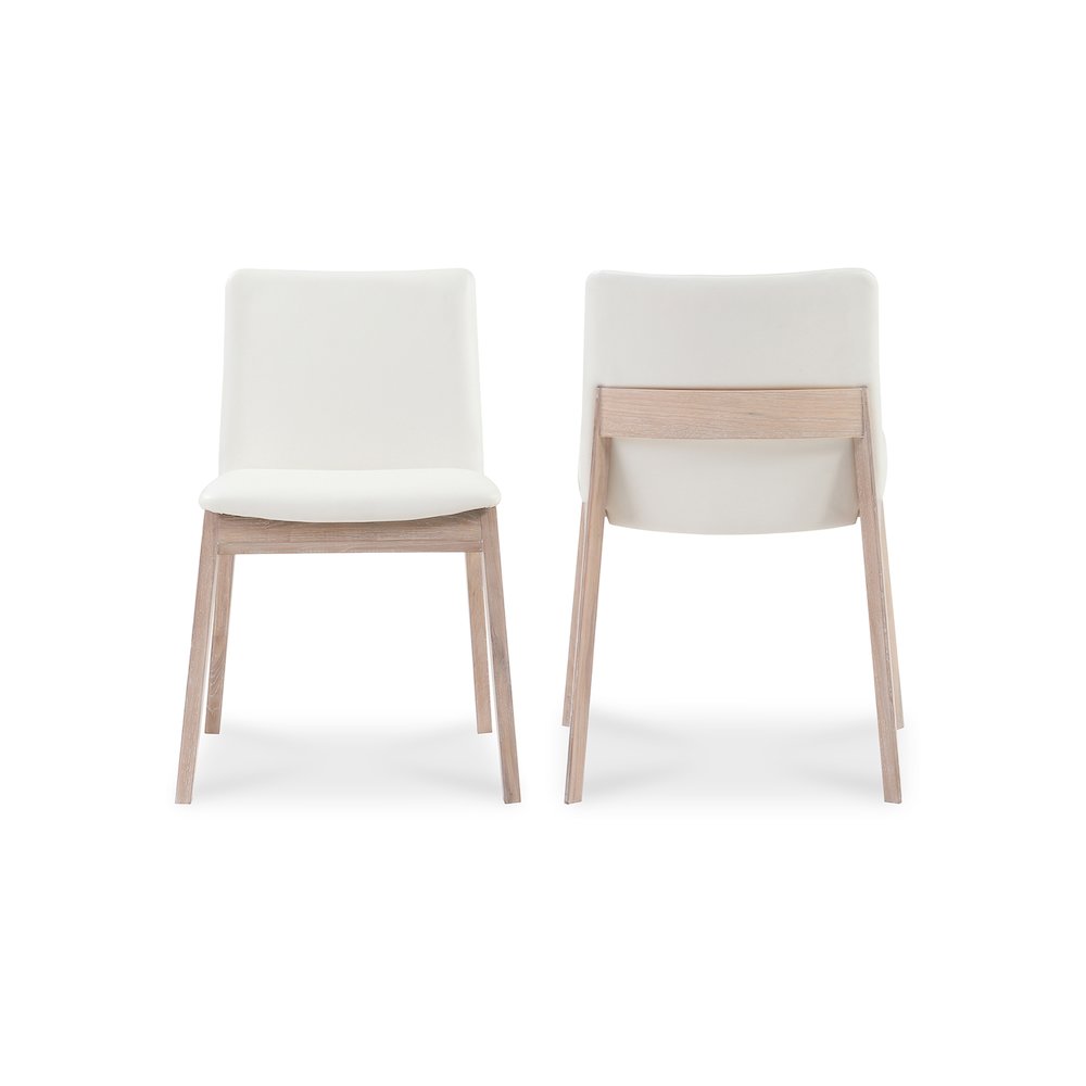 Deco Oak Dining Chair Cream White PVC – Set Of Two