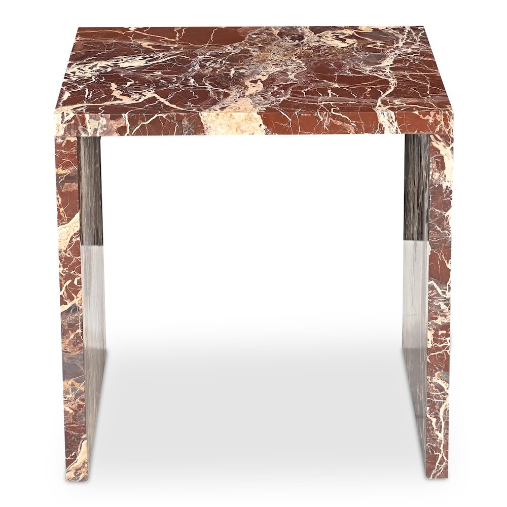Rosa Accent Table Rosso Levanto Marble
