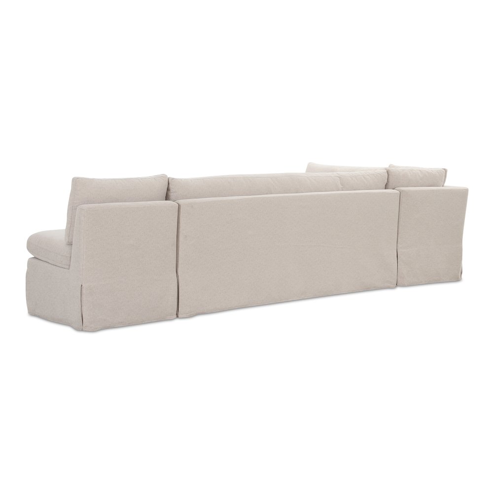 Fable Slipcover Dining Banquette L-Shape Beige 125.5In