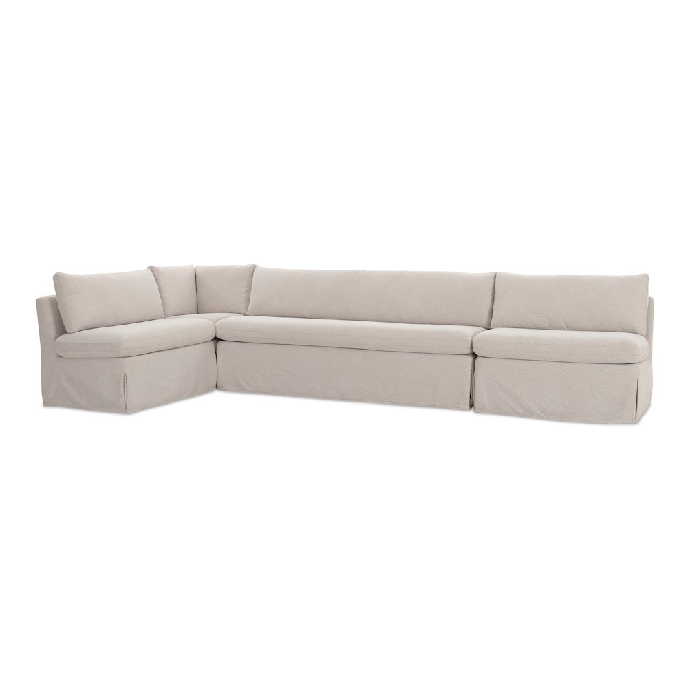 Fable Slipcover Dining Banquette L-Shape Beige 139.5In