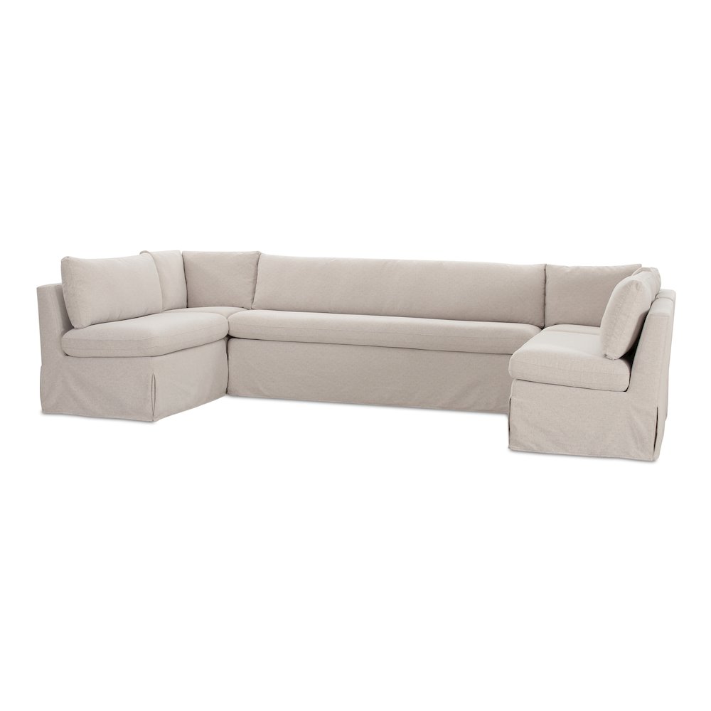 Fable Slipcover Dining Banquette U-Shape Beige 129In