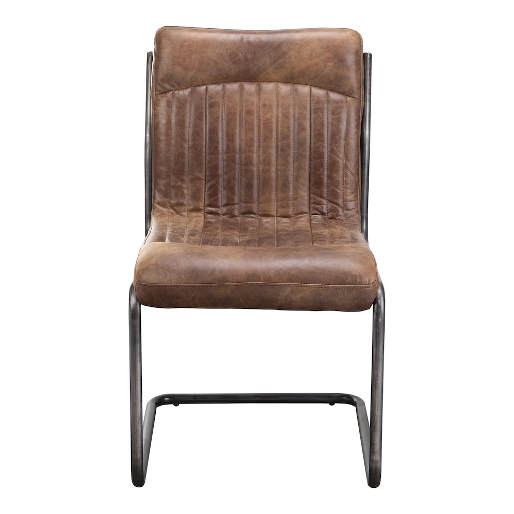 Ansel Dining Chair Grazed Brown Leather – Set Of Two