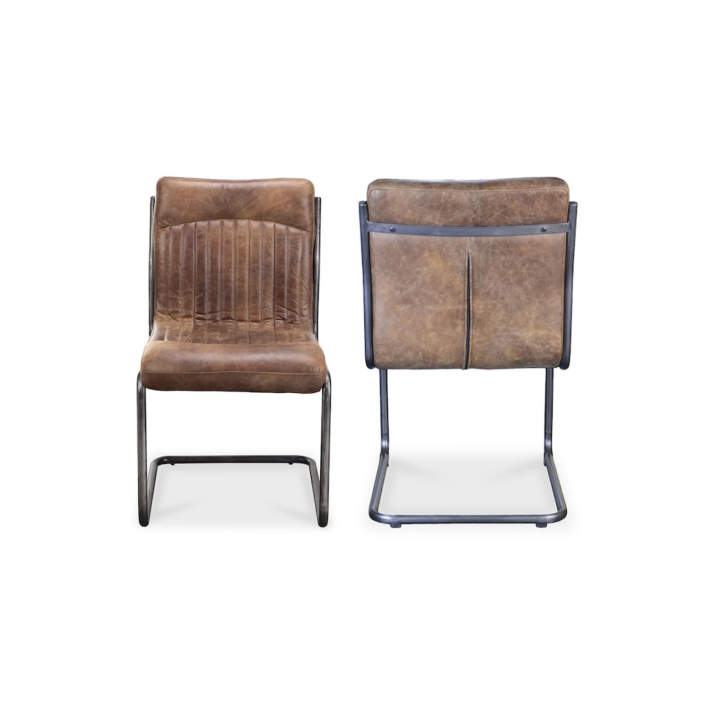 Ansel Dining Chair Grazed Brown Leather – Set Of Two