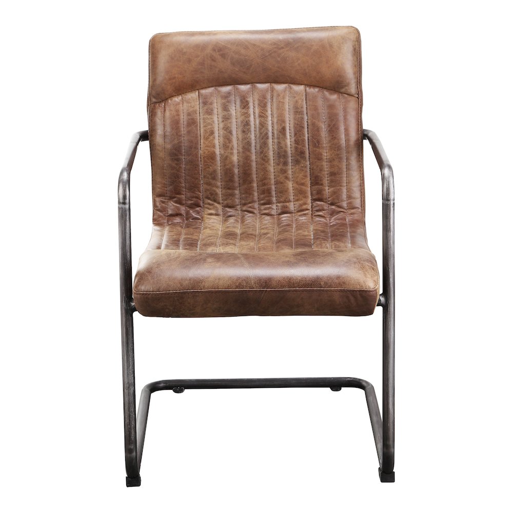 Ansel Arm Chair Grazed Brown Leather – Set Of Two