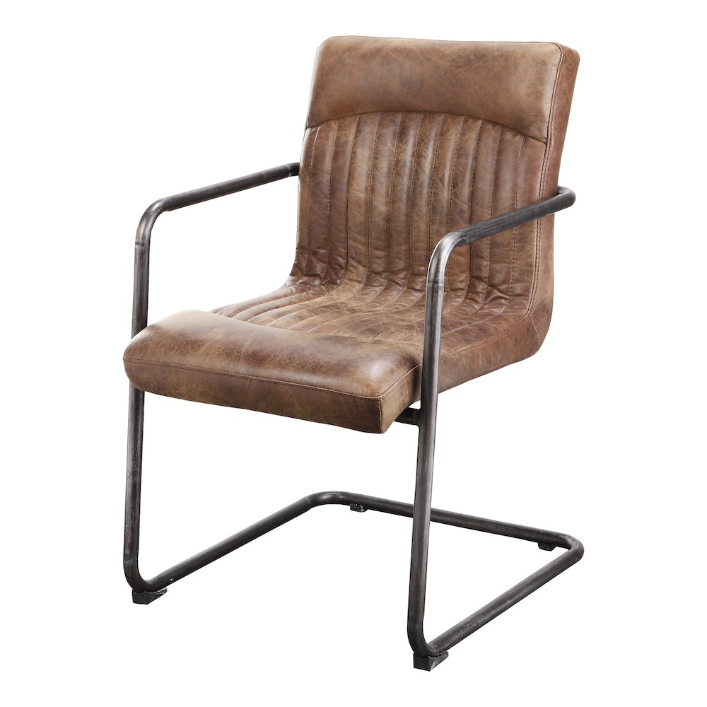 Ansel Arm Chair Grazed Brown Leather – Set Of Two