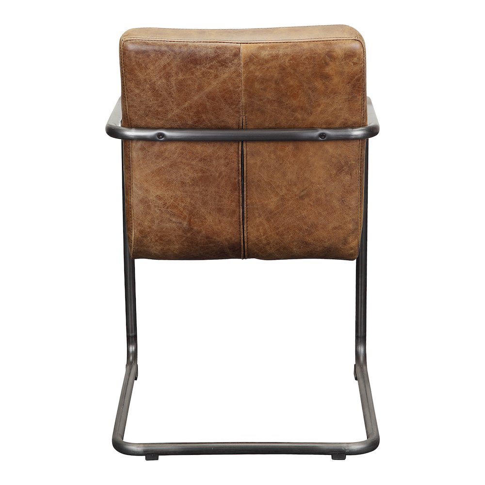 Ansel Arm Chair Grazed Brown Leather – Set Of Two