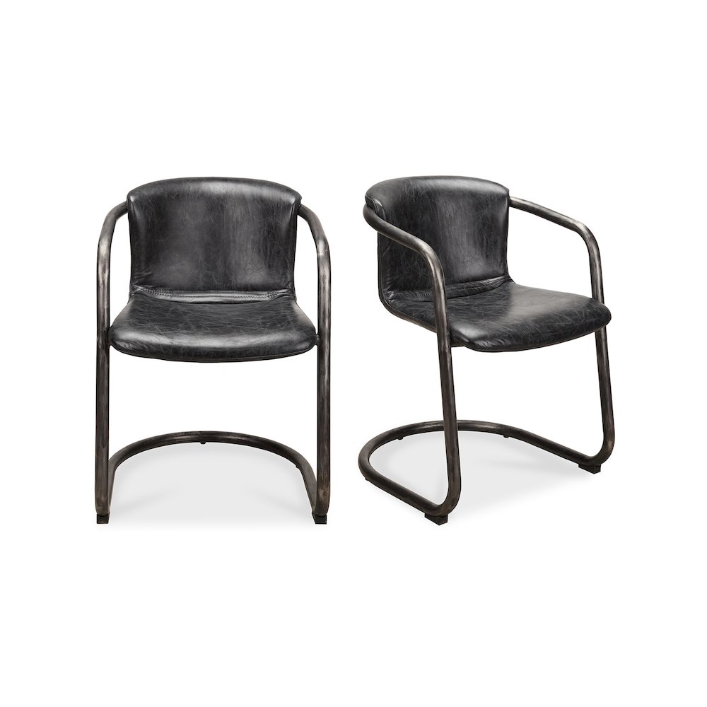 Freeman Dining Chair Onyx Black Leather – Set Of Two