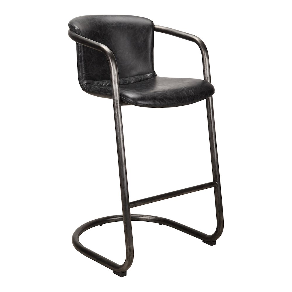 Freeman Barstool Onyx Black Leather – Set Of Two