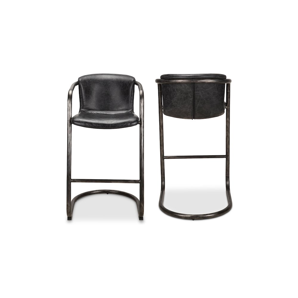 Freeman Barstool Onyx Black Leather – Set Of Two