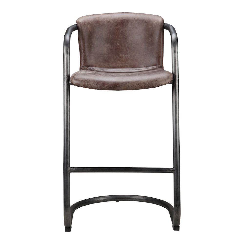 Freeman Barstool Grazed Brown Leather – Set Of Two