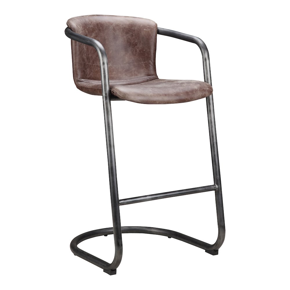 Freeman Barstool Grazed Brown Leather – Set Of Two