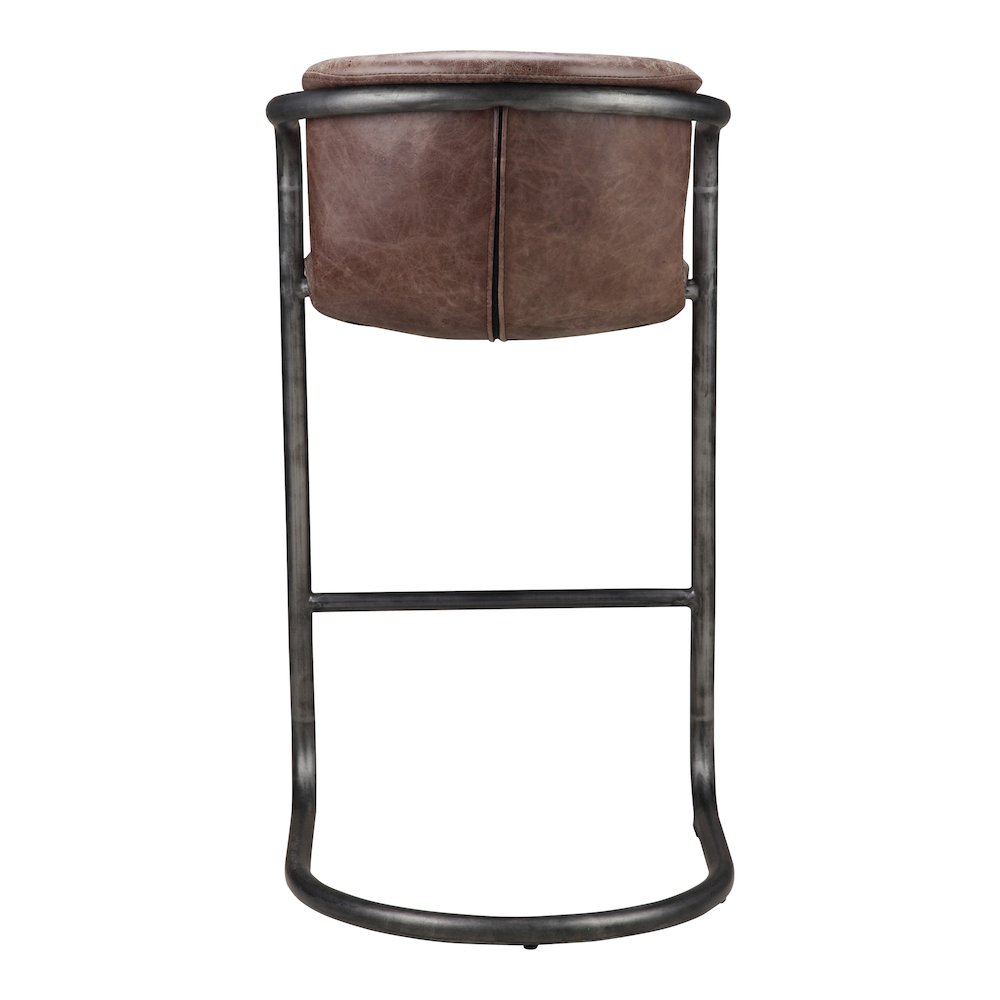 Freeman Barstool Grazed Brown Leather – Set Of Two