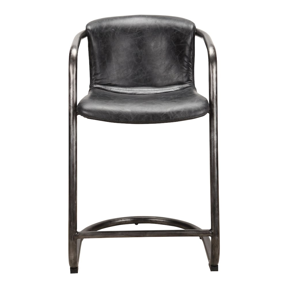 Freeman Counter Stool Onyx Black Leather – Set Of Two