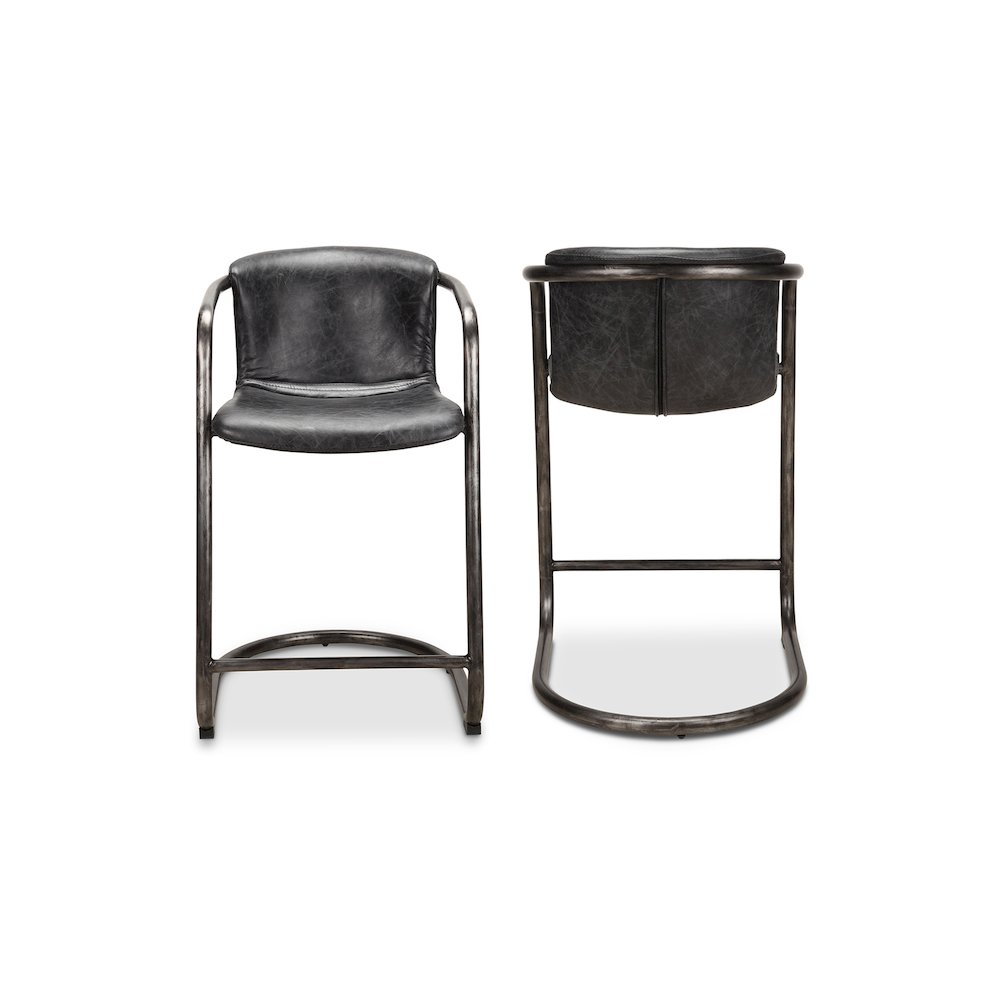 Freeman Counter Stool Onyx Black Leather – Set Of Two