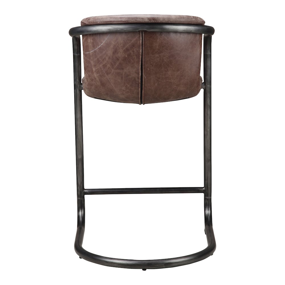 Freeman Counter Stool Grazed Brown Leather – Set Of Two