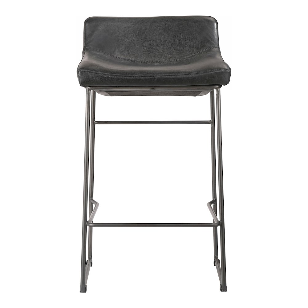 Starlet Counter Stool Onyx Black Leather – Set Of Two