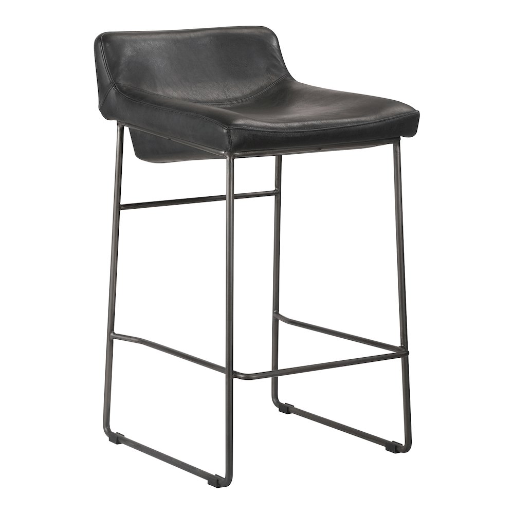 Starlet Counter Stool Onyx Black Leather – Set Of Two