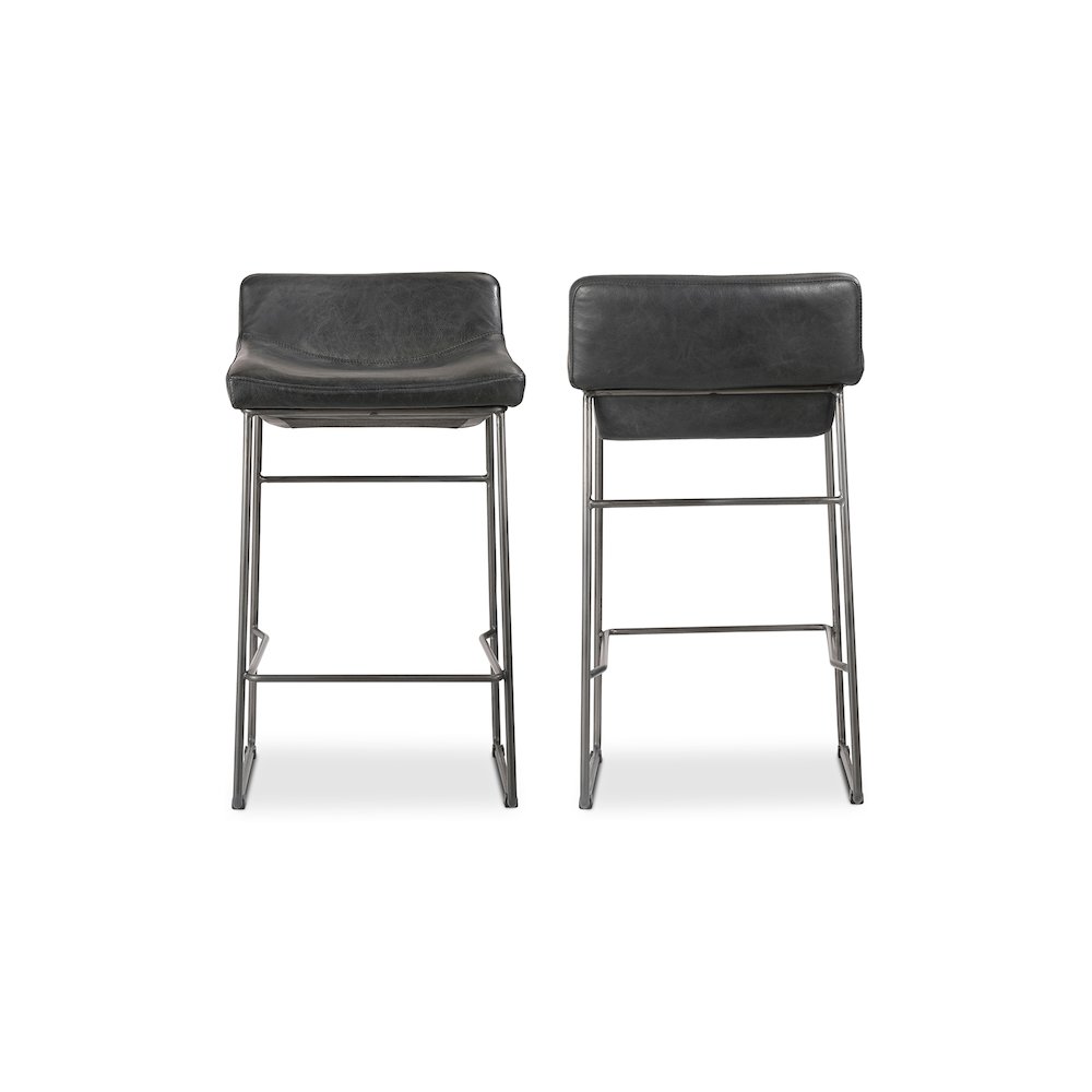 Starlet Counter Stool Onyx Black Leather – Set Of Two