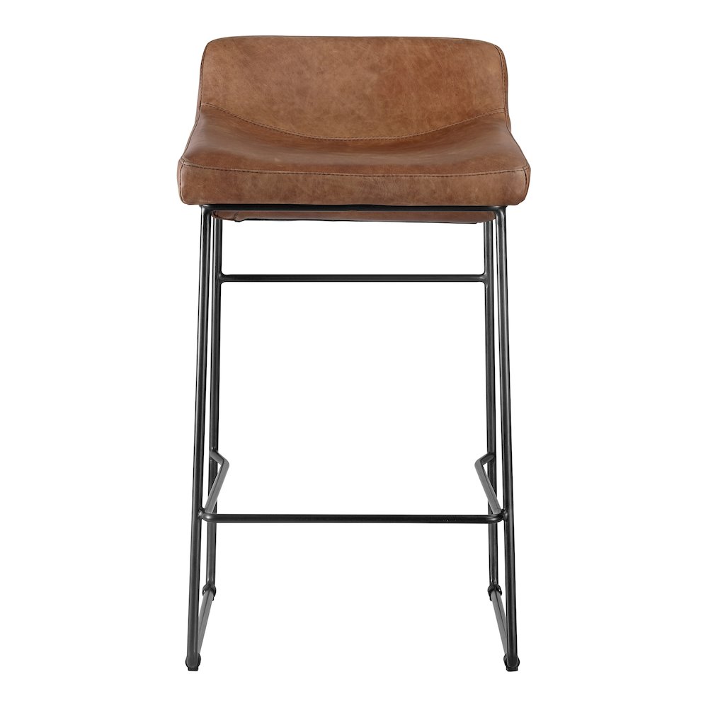 Starlet Counter Stool Open Road Brown Leather – Set Of Two